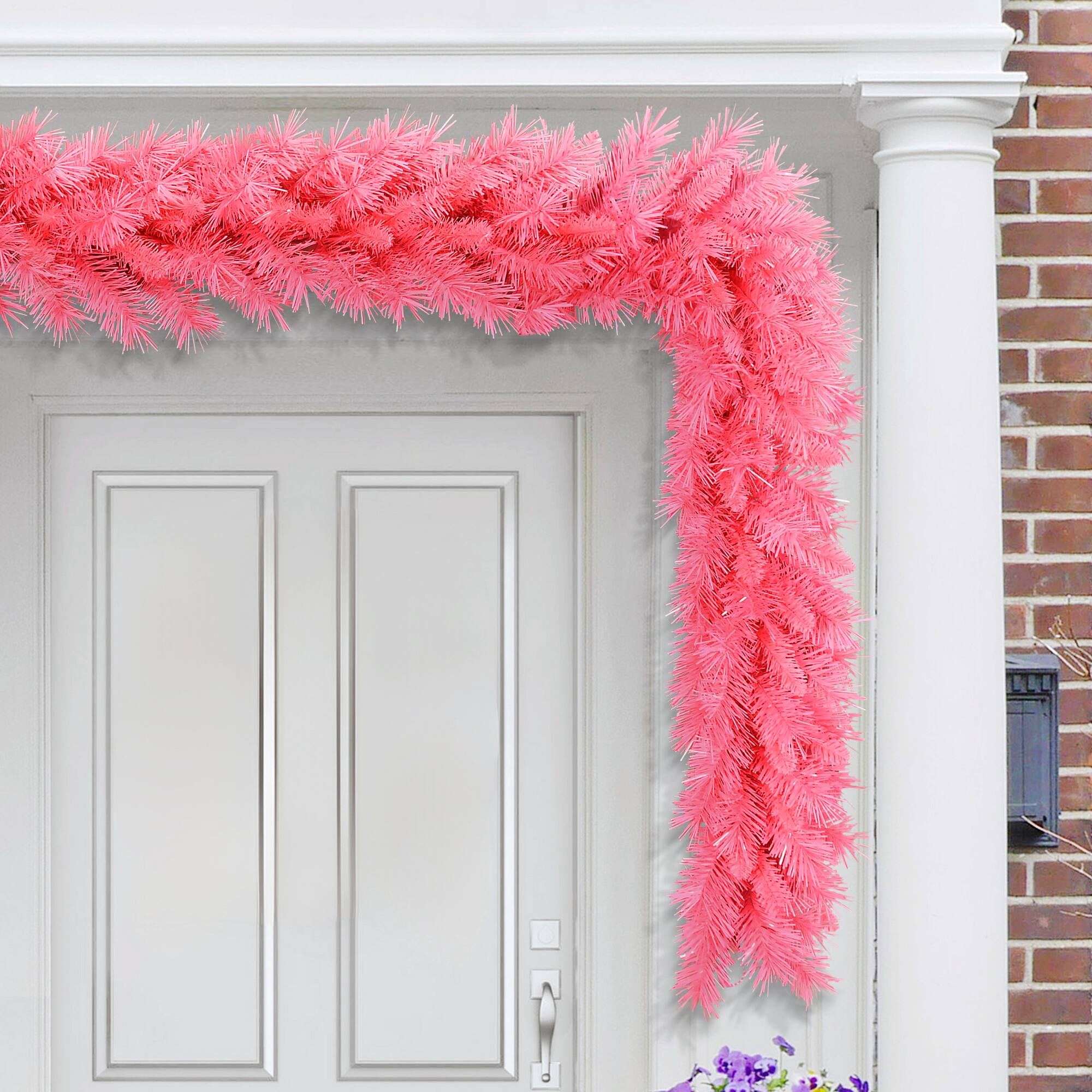 9ft. Pink Artificial Round Valley Pine Garland
